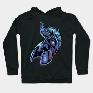 Crow on helmet of a Spartan Hoodie